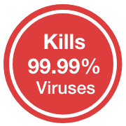 Kills 99.99% of viruses including COVID-19 claim badge