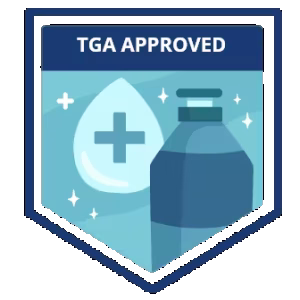 TGA approved shield: medical droplet and bottle mark for Desogerm 100